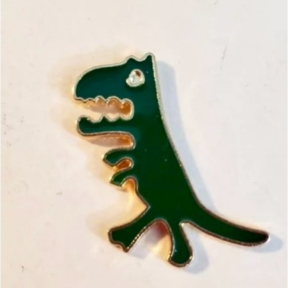 Women’s Jewelry Fashion Cute Unique Green Dinosaur with Gold accents Enamel Pin